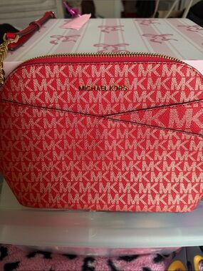 Michael Kors Coral Pink MK Logo Crossbody Bag